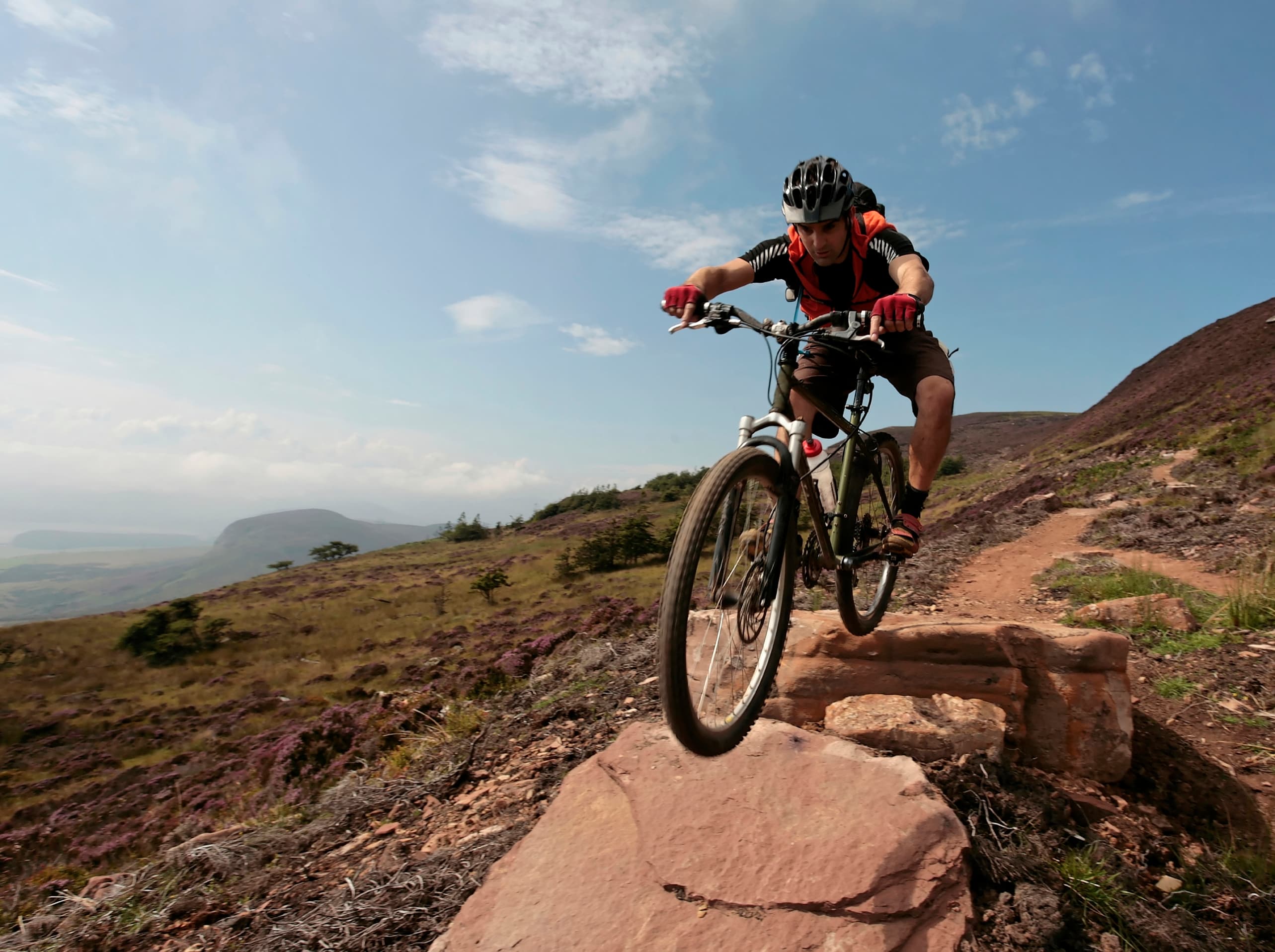 Two mountain bikers take on a technical cross country course